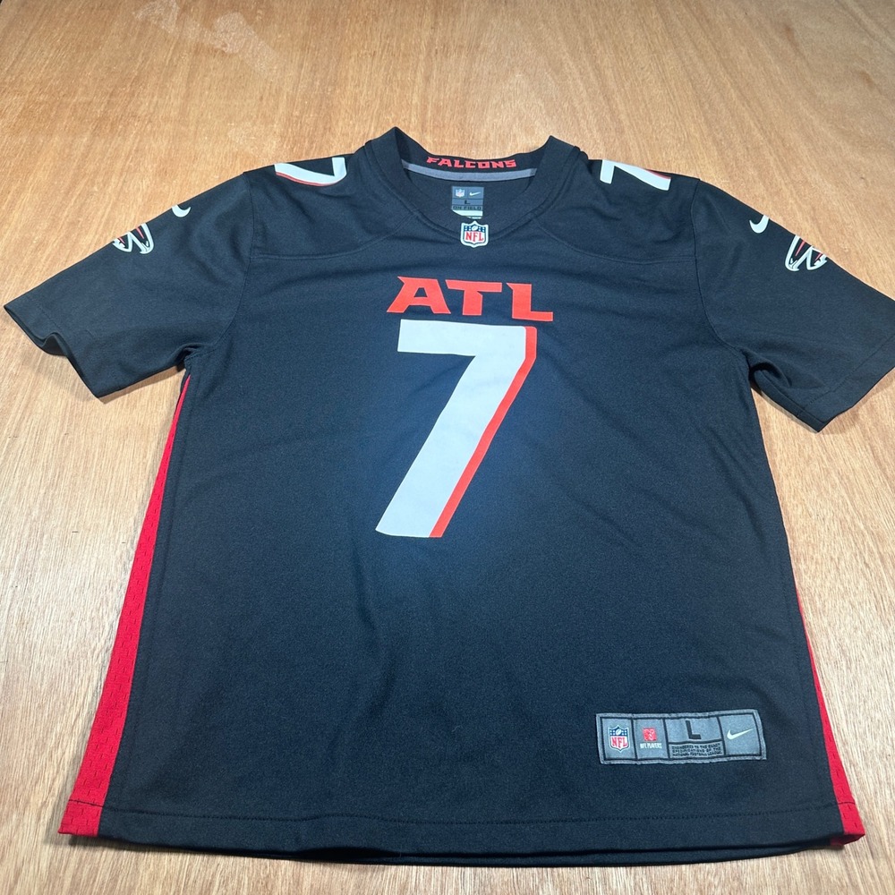 Nike Atlanta Falcons Jersey Kids Large 14/16 Black NFL Field Number 7 Fan Gear